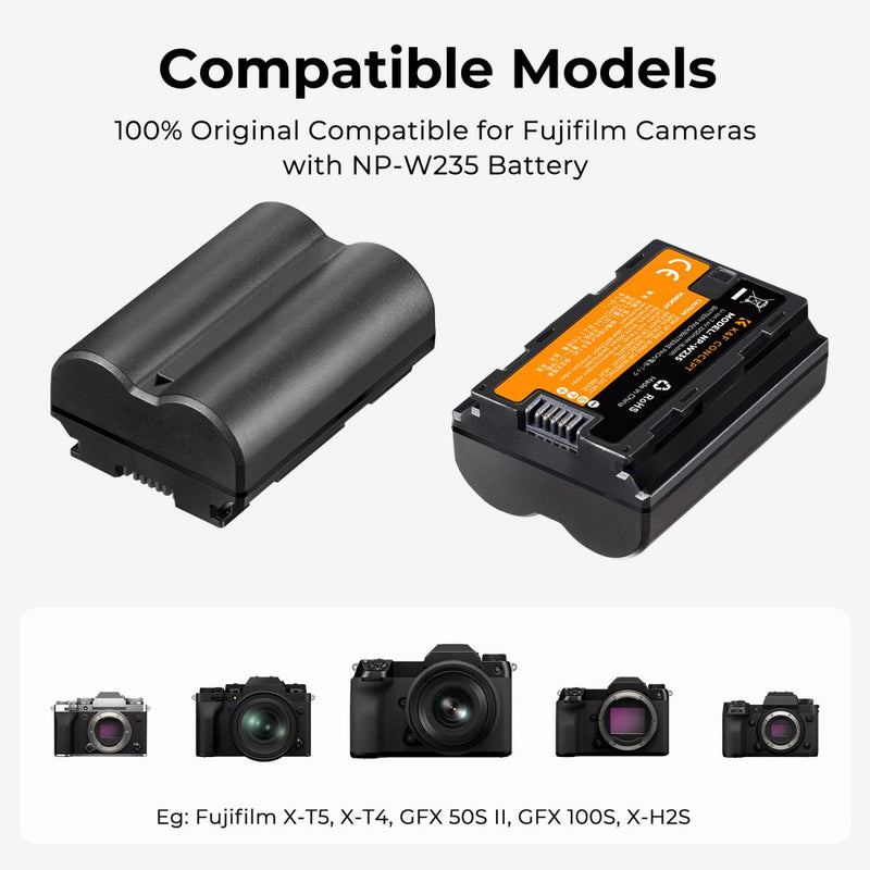 K&F Concept NP-W235 2200mAh Digital Camera Dual Battery with Dual Channel Charger