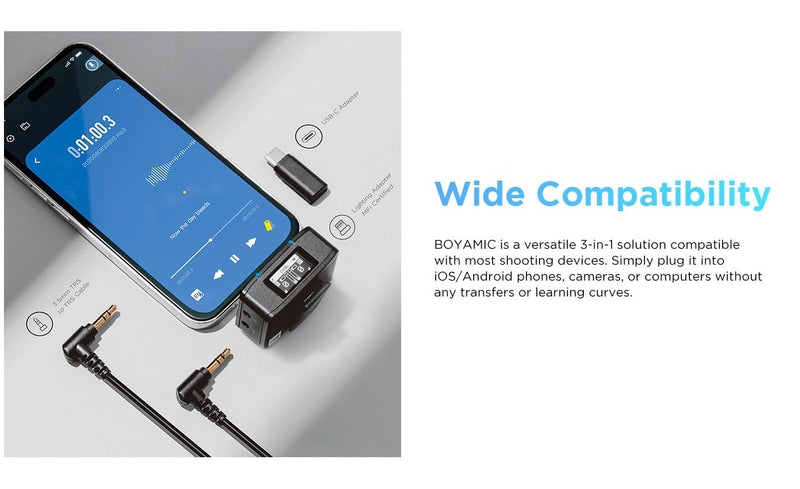 BOYA BOYAMIC  All-in-One Wireless Mic with On-Board REC