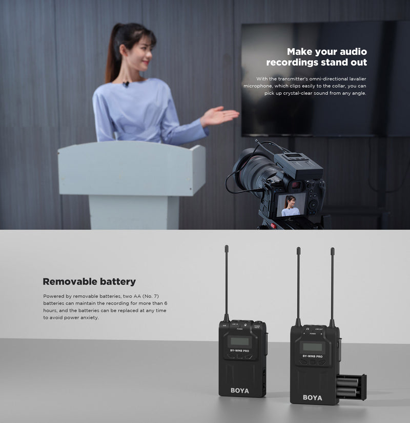 BOYA UHF Dual-Channel Wireless Microphone System (2x TX8 Pro + 1x RX8 Pro)