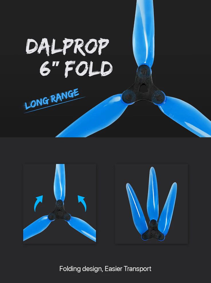 Dalprop Fold F6 Blades Crystal Blue Hub Grey