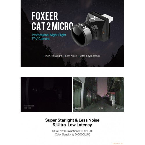 Foxeer Cat 2 Micro 1200TVL Starlight Night FPV Camera 2.1mm Lens (Black)