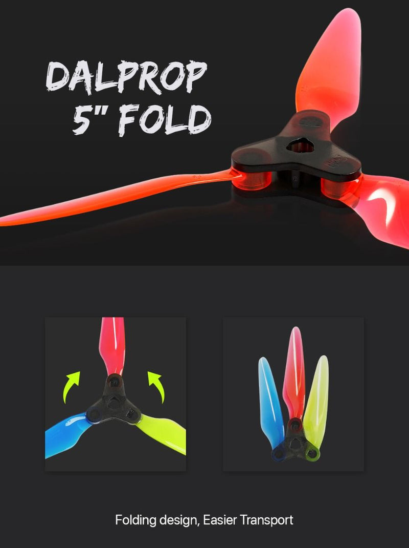 Dalprop Fold F5 FPV Propeller Set (12x Crystal Blue Blades 4x Green Hub)