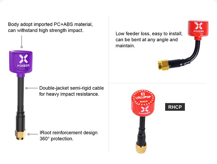 Foxeer Lolipop V3 FPV Antenna 100mm SMA (Red)