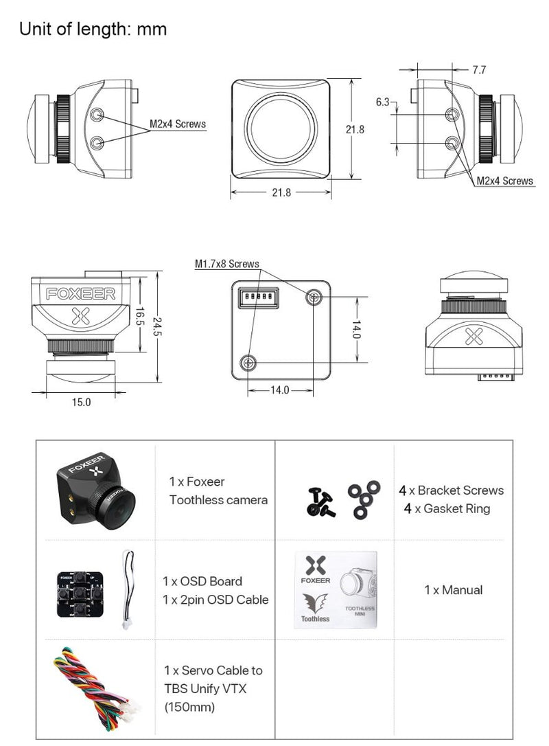 Foxeer Toothless 2 Mini Angle Switchable Starlight FPV Camera 1.7mm Lens (Black)