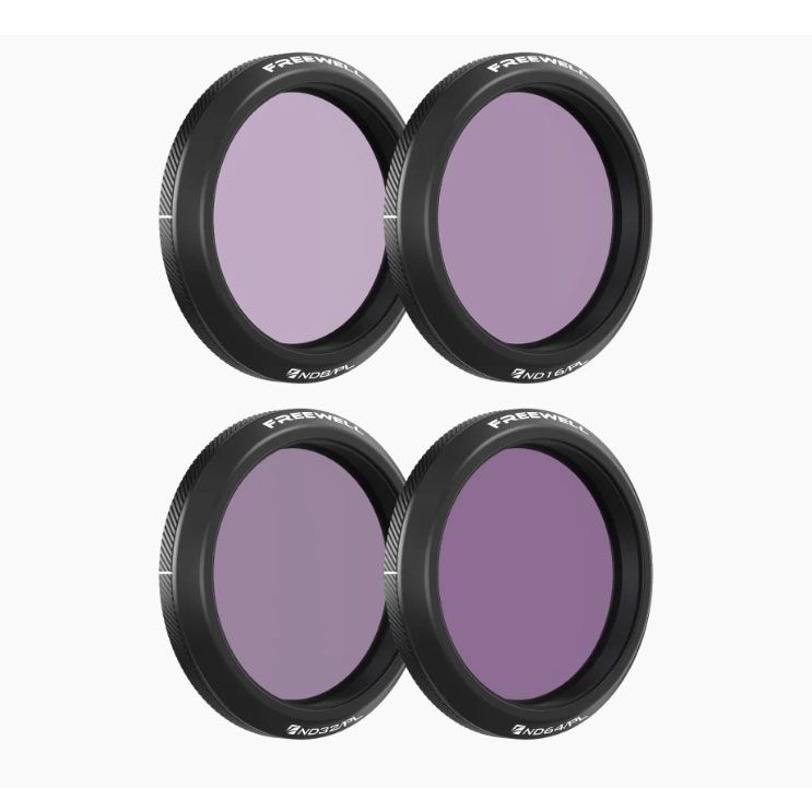 Freewell 4-pack Bright Day ND-PL Filters for DJI Osmo Action 5 Pro (ND-PL 8 16 32 64)