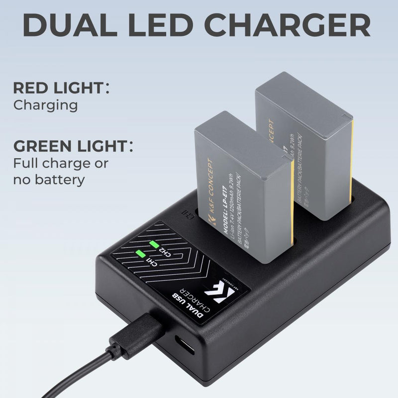 K&F Concept LP-E17 Dual Channel Charger with Type-C Charging Cable