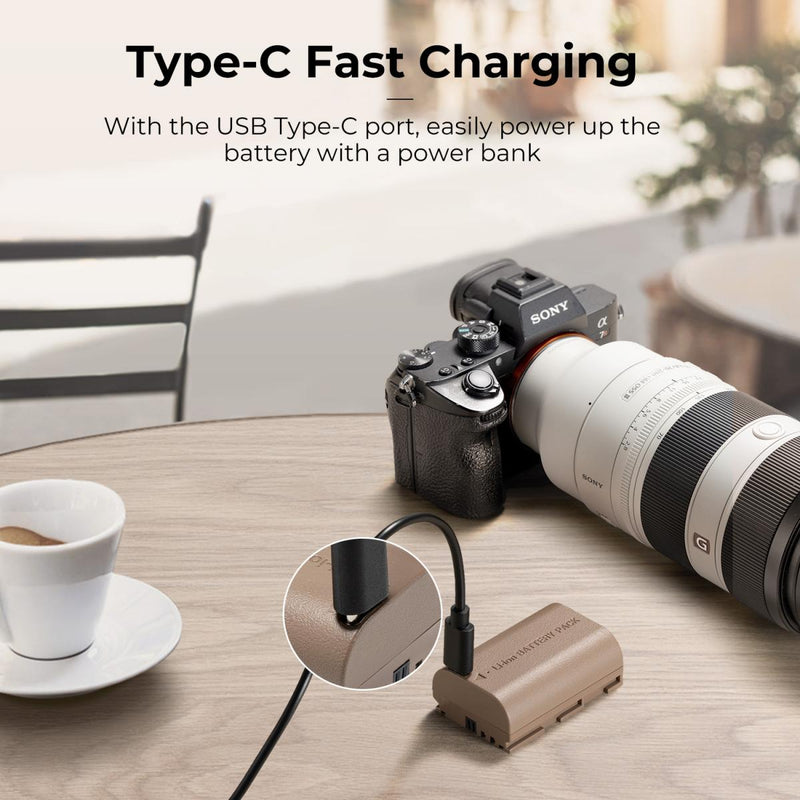 K&F Concept LP-E6NH 2250mAh Type-C Mount Direct Camera Battery