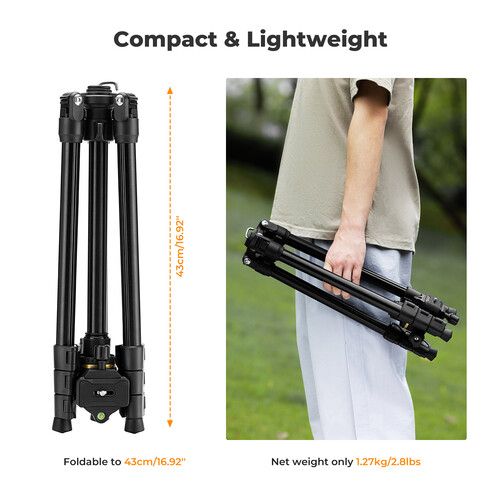 K&F Concept 70" Aluminum Alloy Travel Tripod with BH-36 Ball Head