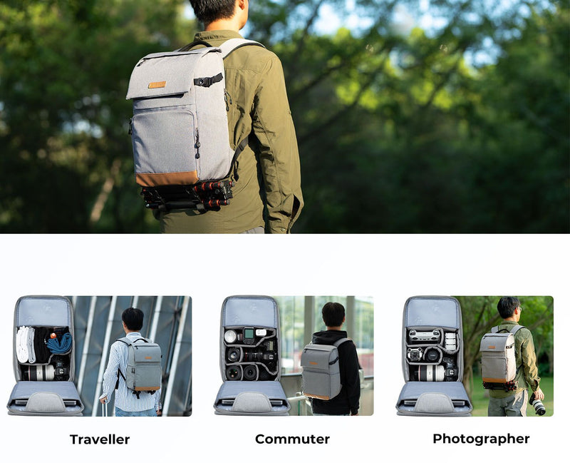 K&F Concept 22L Camera Backpack (Light Grey)