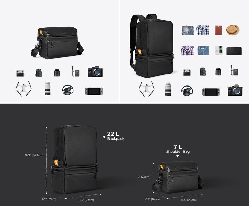 K&F Concept Colapsible Photography Backpack 22L