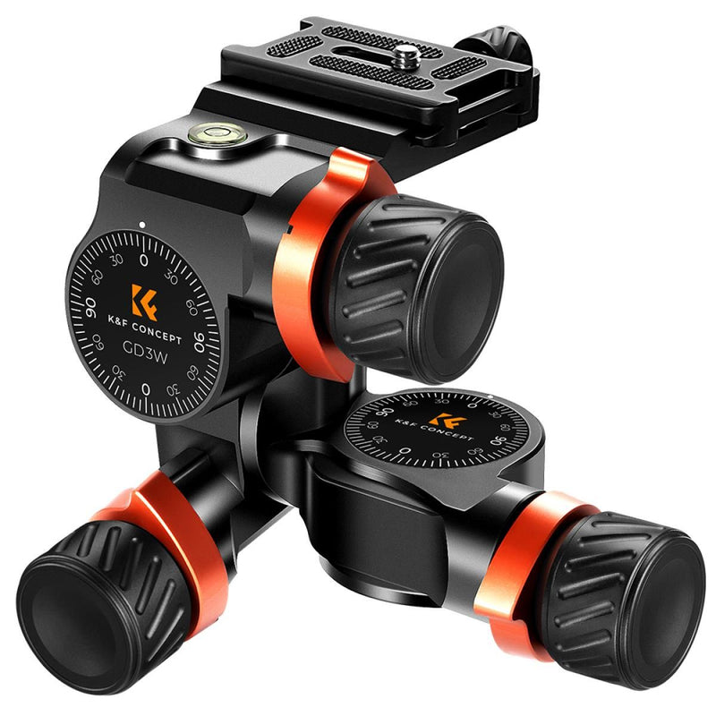 K&F Concept 3-Way Geared Aluminum Alloy Tripod Head