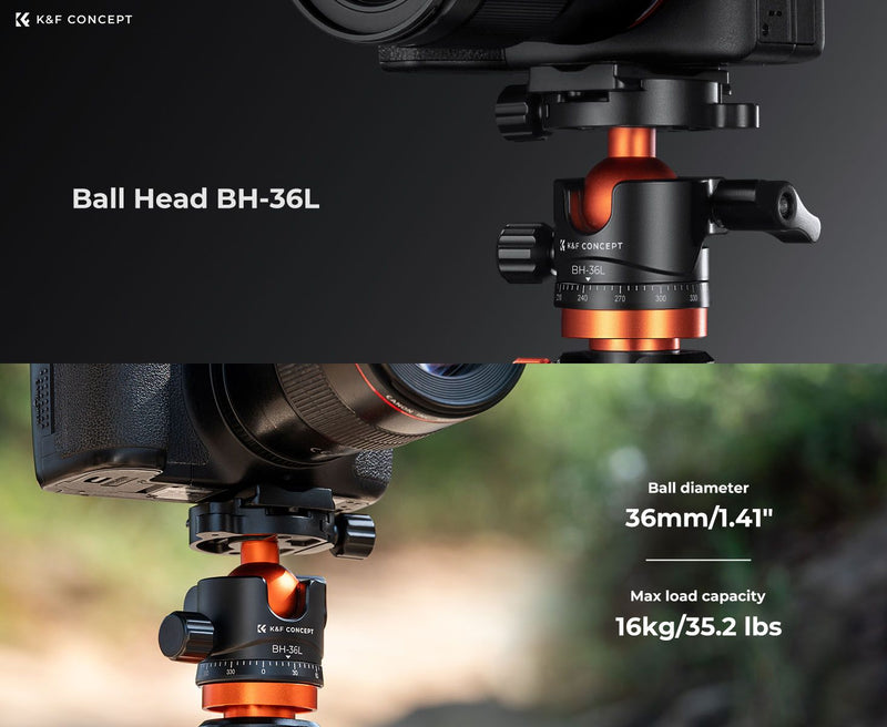 K&F Concept 36mm 360 Degree Rotating Metal Tripod Ball Head