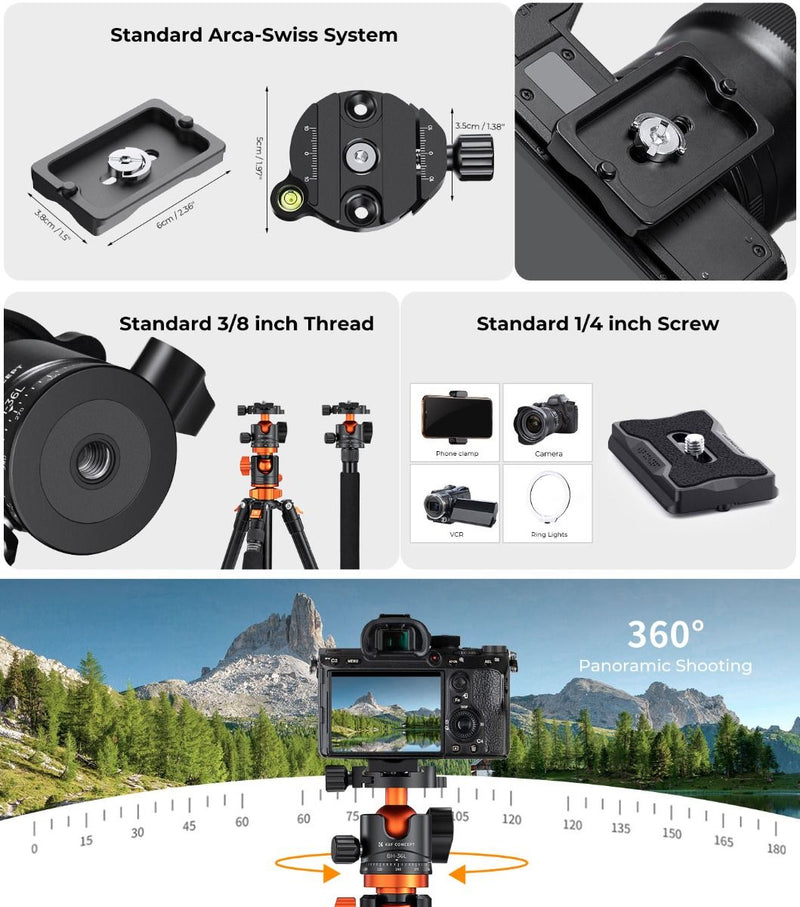 K&F Concept 36mm 360 Degree Rotating Metal Tripod Ball Head