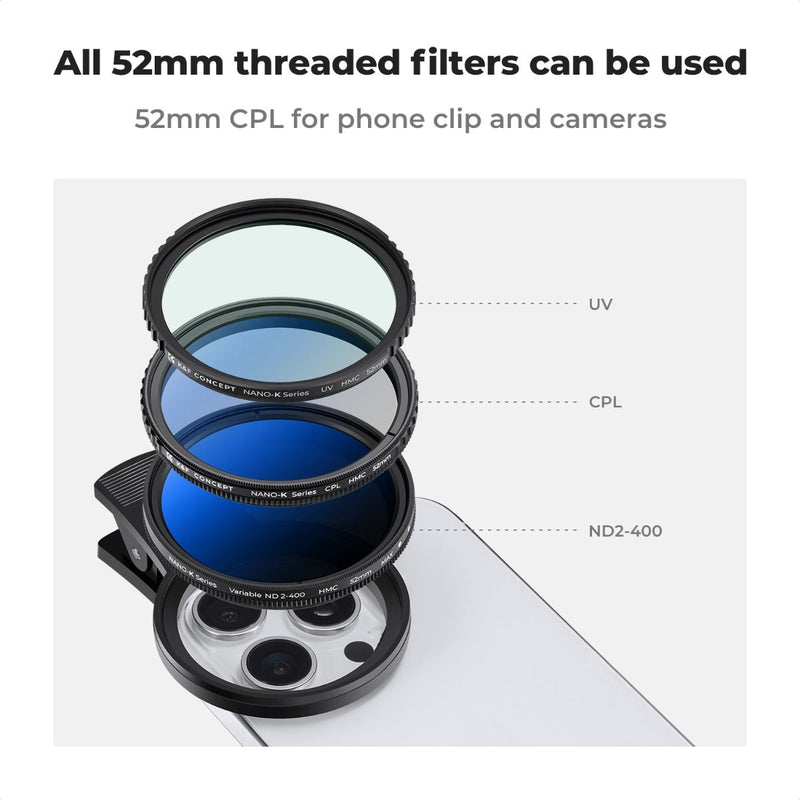 K&F Concept Clip-On 52mm Smartphone CPL Filter