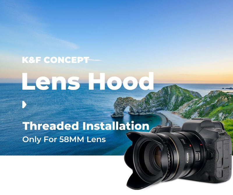 K&F Concept Universal 58mm Threaded Screw-in Camera Lens Hood