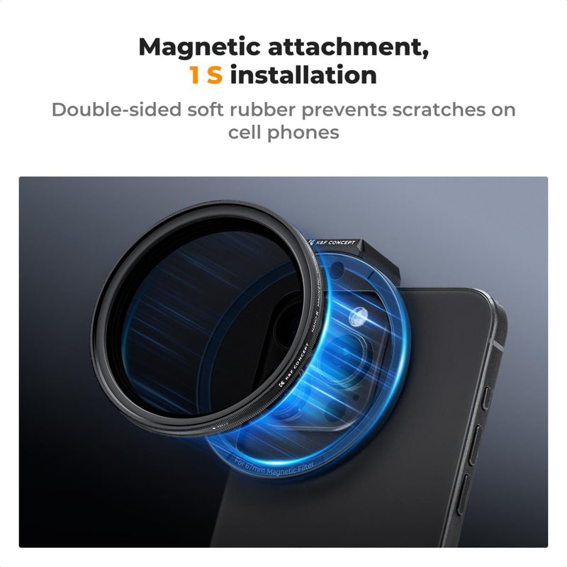 K&F Concept 67mm Clip-On Magnetic VND Filter (1-5 Stop) for Smartphones