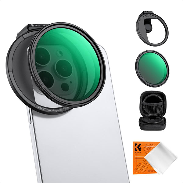 K&F Concept 67mm Clip-On Magnetic VND Filter (1-5 Stop) for Smartphones