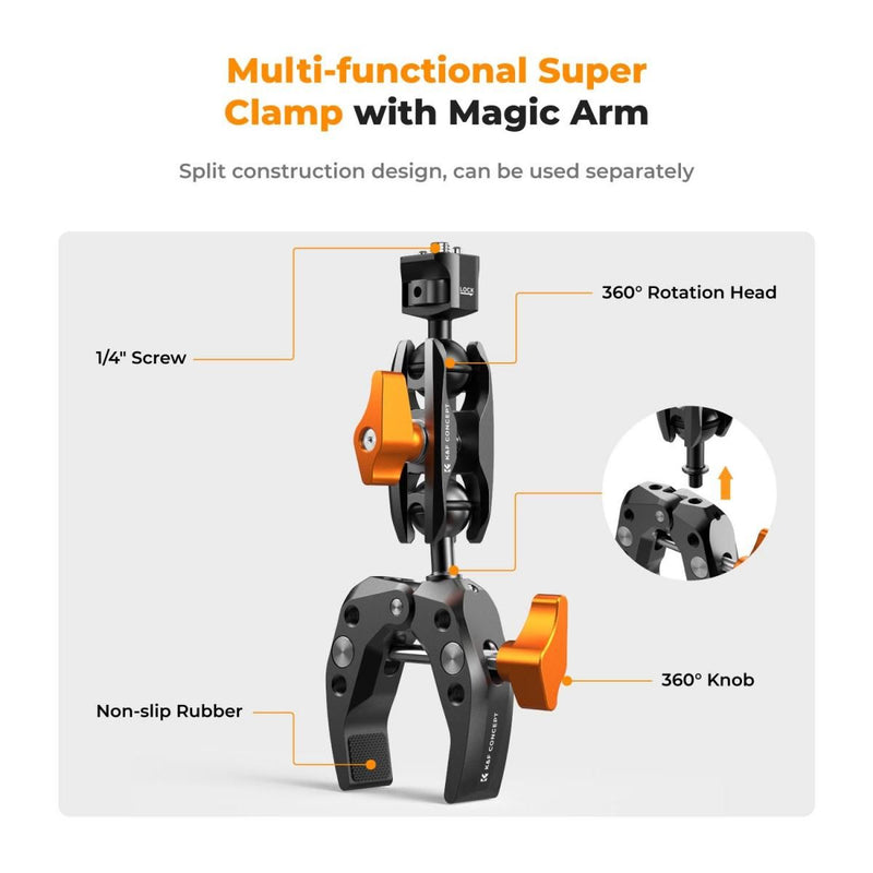 K&F Concept Ms13 Multi-Functional Camera Clamp with Ballhead Magic Arm