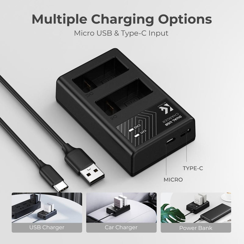 K&F Concept Dual Canon LP-E8 Battery and Charger Set