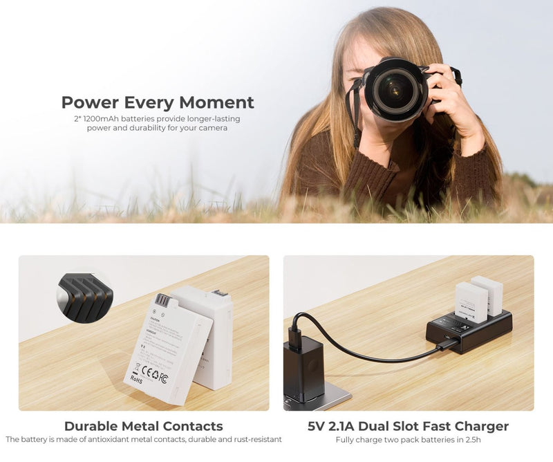 K&F Concept Dual Canon LP-E8 Battery and Charger Set