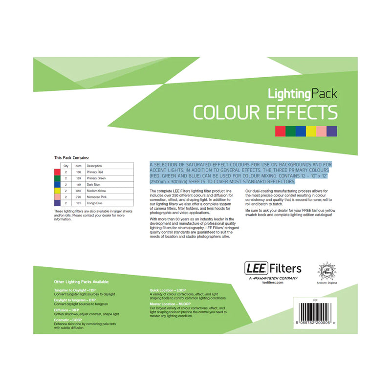 Lee Filters Colour Effects Filter Pack 12 Sheets (10 x 12")