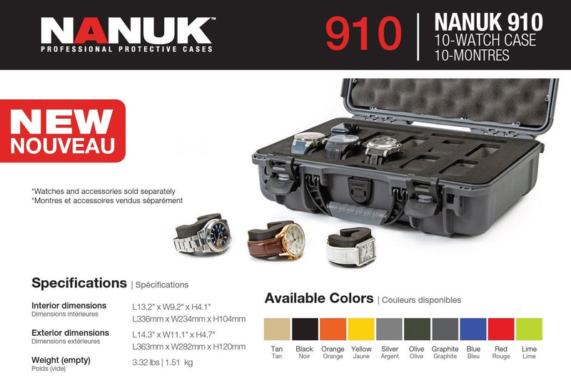 Nanuk 910 Case with Foam Insert for 10 Watches (Blue)