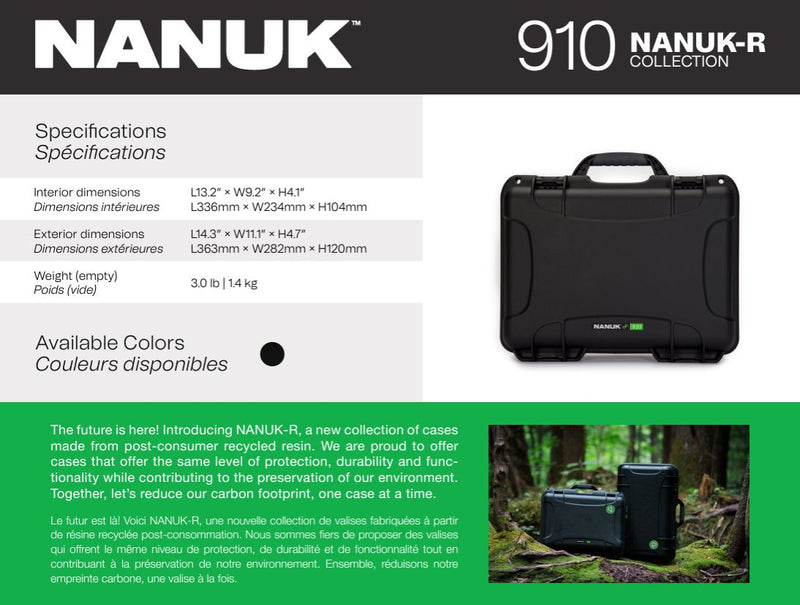 Nanuk 910 NANUK-R Collection Case with Cubed Foam (Black)