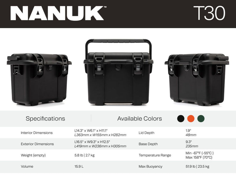 Nanuk T30 Top Loader Case with Padded Divider (Orange)