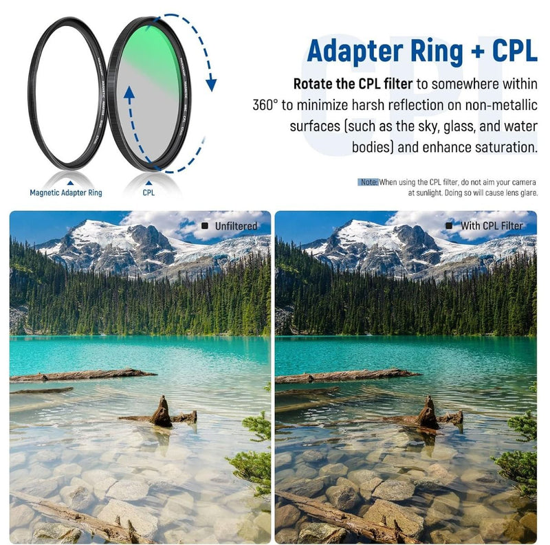 Neewer 67mm Magnetic 5-in1 Filter Kit (MCUV+CPL+ND1000+Adapter Ring+Lens Cap)