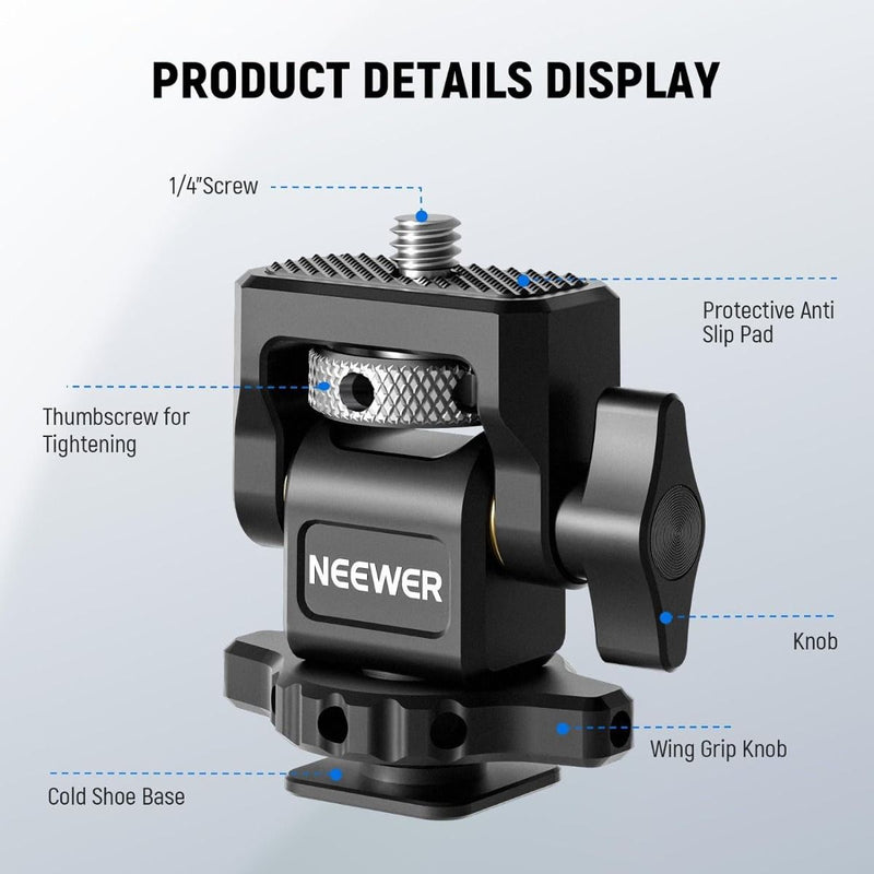 Neewer MA002 360° Swivel 180° Tilt Damping Monitor Mount with Cold Shoe