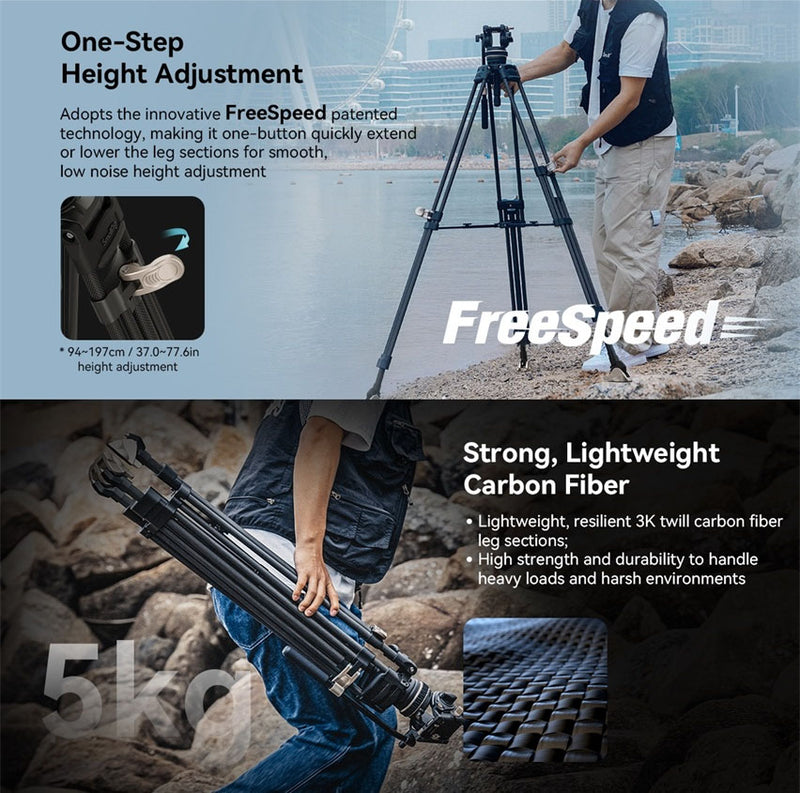 SmallRig FreeBlazer Heavy-Duty Carbon Fiber Tripod Kit AD-100 3989