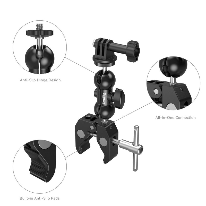 SmallRig Crab-Shaped Clamp Kit with Ballhead Magic Arm 1138B