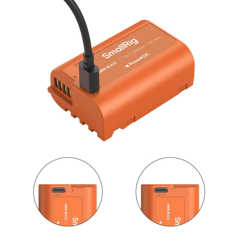 SmallRig DMW-BLK22 USB-C Rechargeable Camera Battery (Orange) 4979