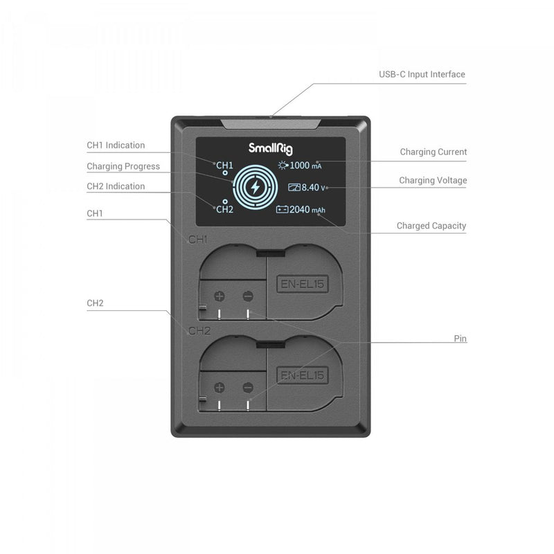 SmallRig EN-EL15 Camera Battery and Charger Kit 3820B