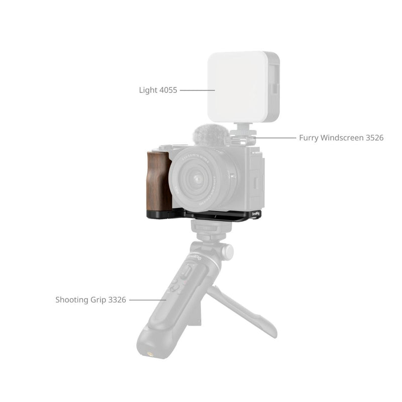 SmallRig L-Shape Mount Plate with  Wooden Handle for Sony ZV-E10 II 4864