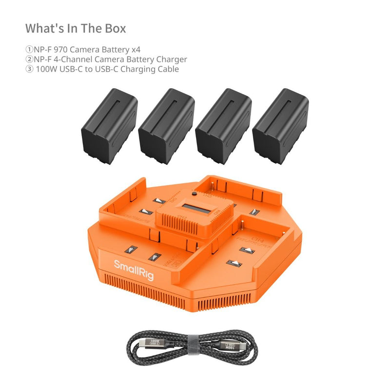 SmallRig NP-F970 4-Channel Camera Battery Charger & 4-Battery Kit 4834