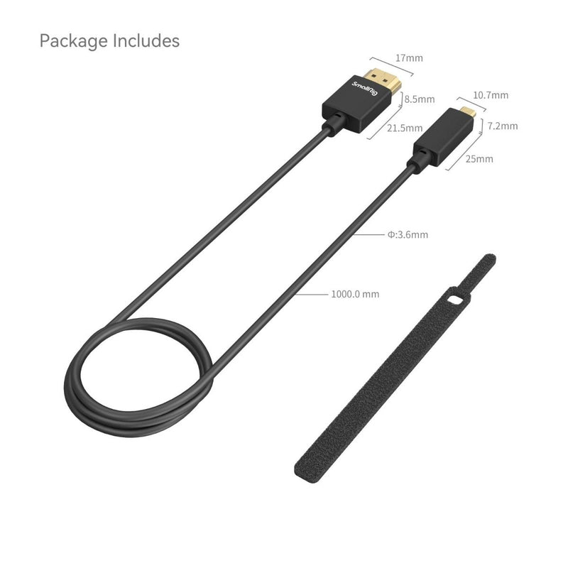 SmallRig Ultra-Slim 4K HDMI Data Cable (D to A) (100cm) 4795