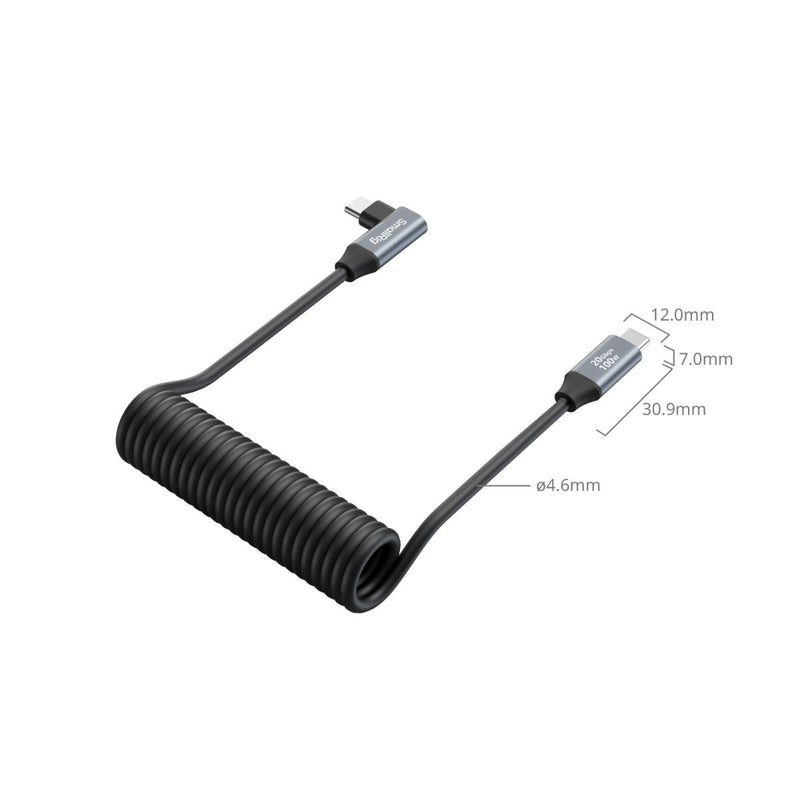 SmallRig USB-C (Straight) to USB-C (Angled) Coiled Data Cable 4792