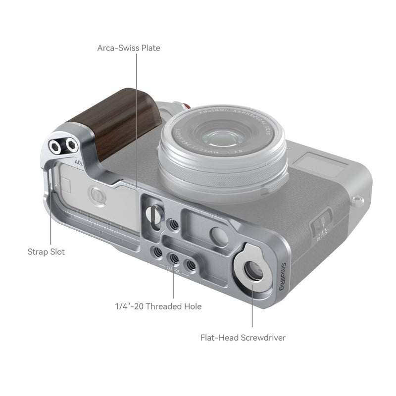 SmallRig Wooden L-Shape Grip for FUJIFILM X100VI / X100V (Silver) 4804