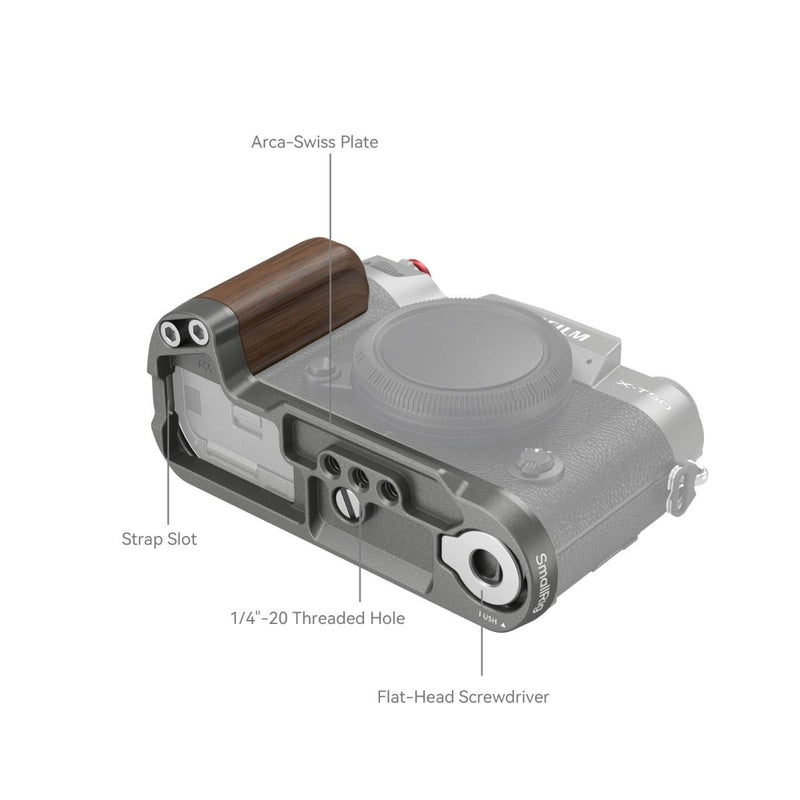 SmallRig Wooden L-Shape Grip for X-T50 (Charcoal Silver) 4736