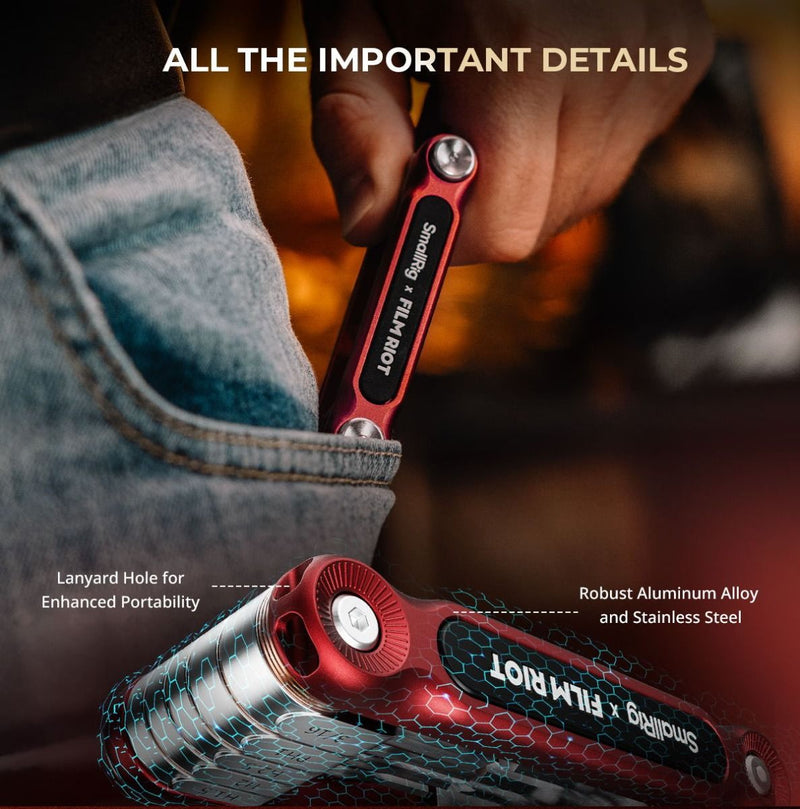 SmallRig x FILM RIOT 10-in-1 Folding Wrench Set with Multiple Angle Positioning (Red) 4813