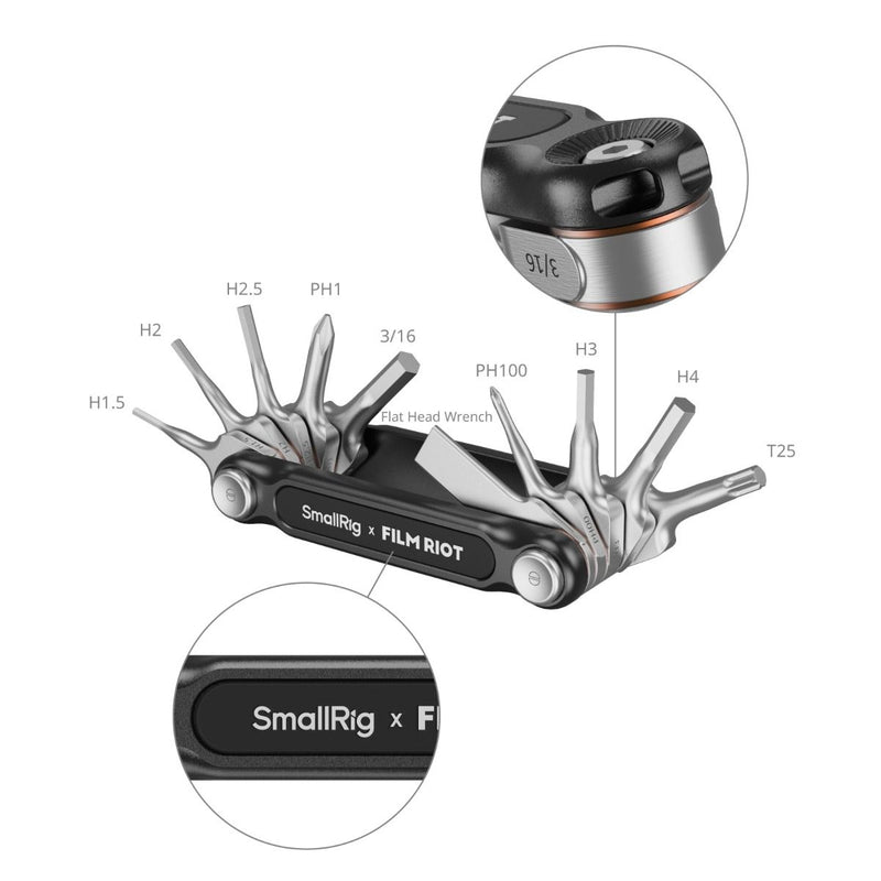 SmallRig x FILM RIOT 10-in-1 Folding Wrench Set with Multiple Angle Positioning (Red) 4813