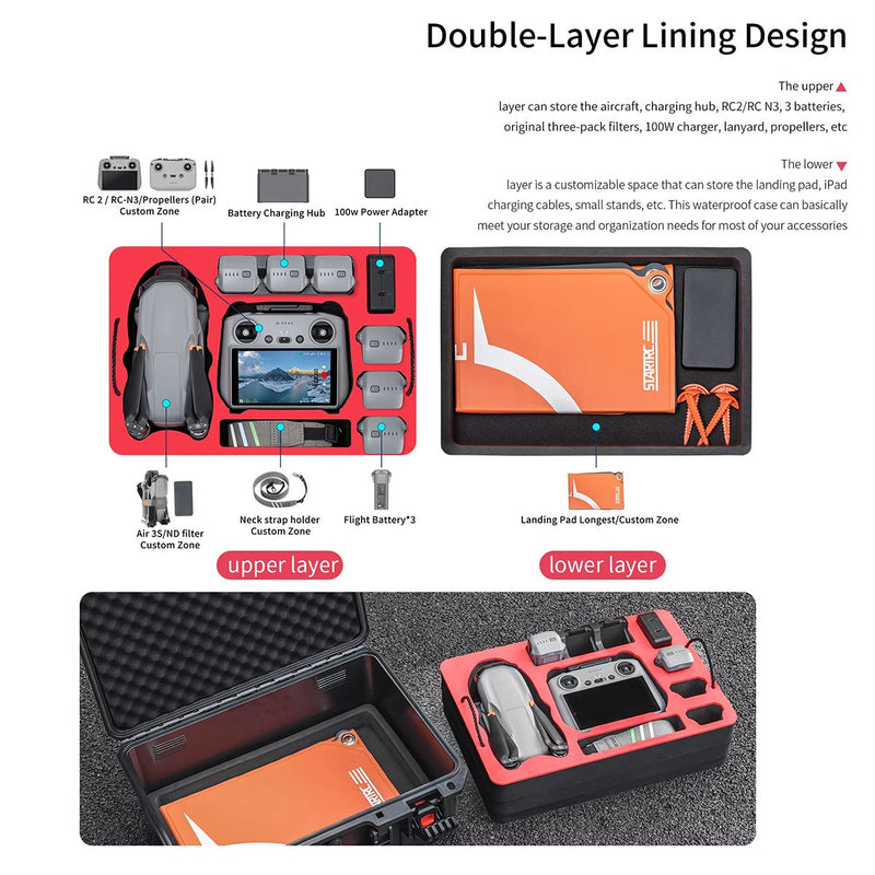 STARTRC Dual Layer Waterproof Case for DJI Air 3 / Air 3S