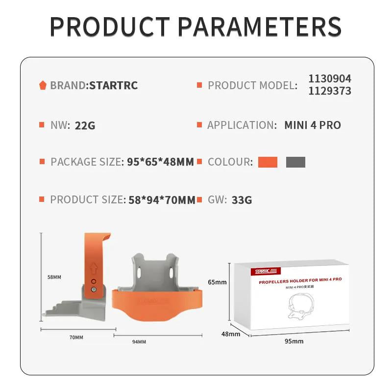 STARTRC Propeler Holder for DJI Mini 4 Pro (Orange)