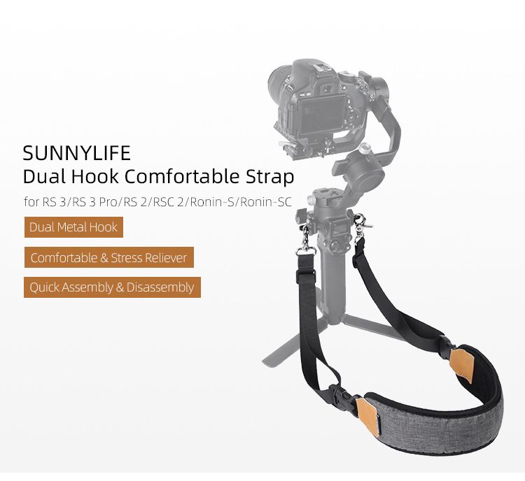 Sunnylife Dual Hook Lanyard for DJI RS 4 Pro / RS 4 / RS3 / RS3 Pro / RS 2 / RSC 2 / Ronin-S / Ronin-SC