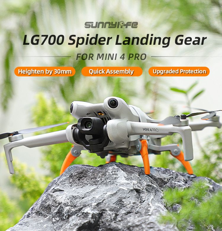 Sunnylife Spider Landing Gear Extensions for Mini 4 Pro (Black)