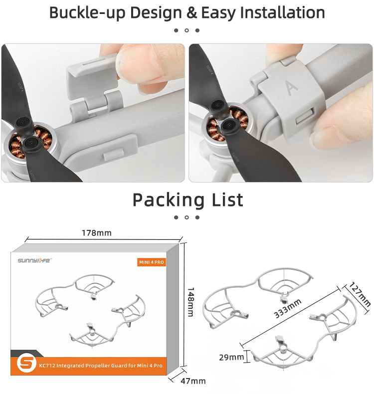 Sunnylife Propeller Guards for DJI Mini 4 Pro (Grey)