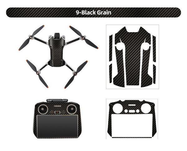 Sunnylife Skin Sticker for Mini 4 Pro (Drone Body + DJI RC 2 Remote) (Black Grain)