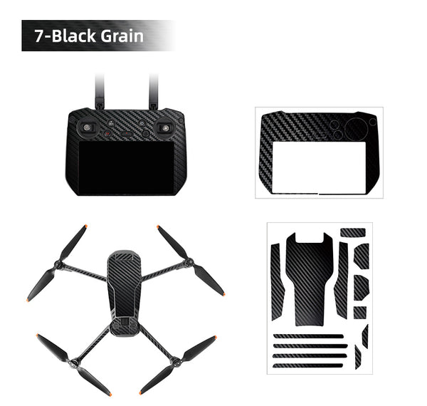 Sunnylife Protective Scratch-proof Decals for Mavic 3 Pro (DJI RC Pro Version)(Black Grain)