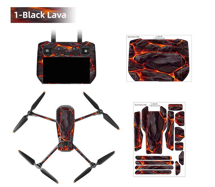 Sunnylife Protective Scratch-proof Decals for Mavic 3 Pro (DJI RC Pro Version)(Black Lava)